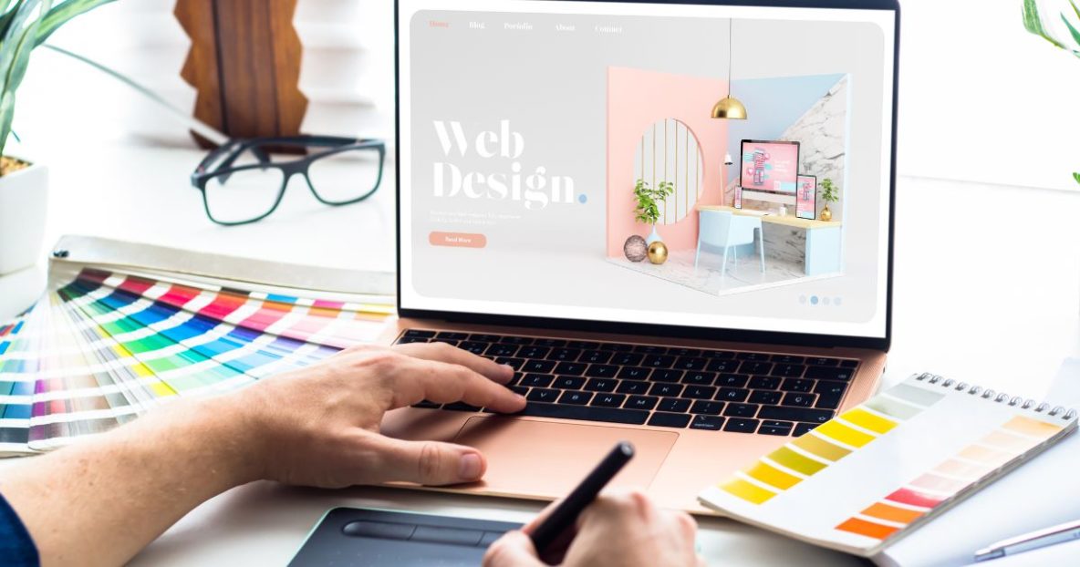 Person using web design website