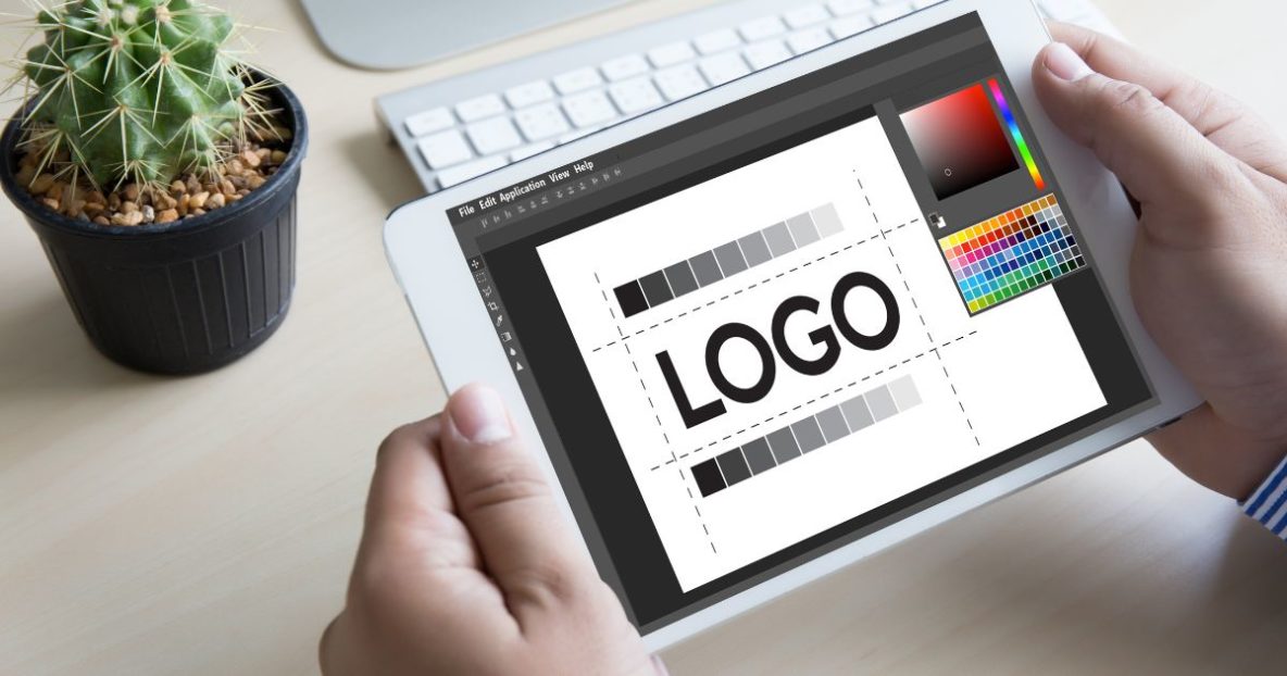 Logo design template on a tablet